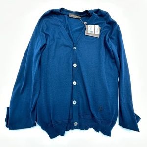 Louis Vuitton Mens Highlighted Ribbed Cardigan Navy XL Brand New with Tags